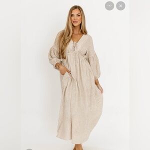 Plaid V-Neck Maxi Dress